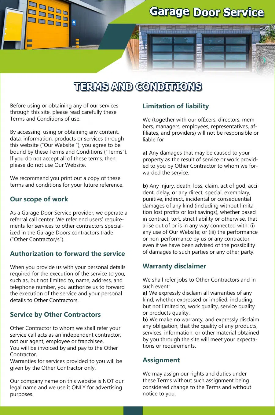 Garage Door 24 Hours Repair Pennsville, NJ 856-376-0771 - terms01
